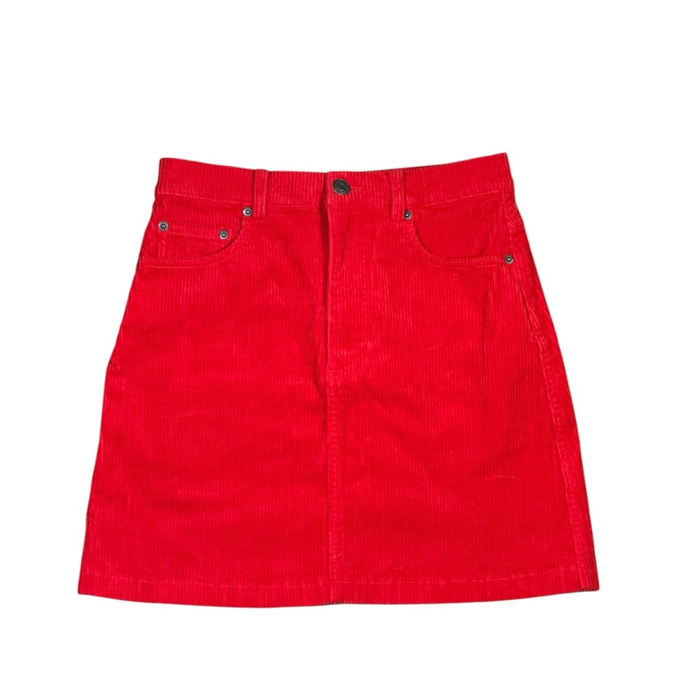 Red Corduroy Mini Skirt